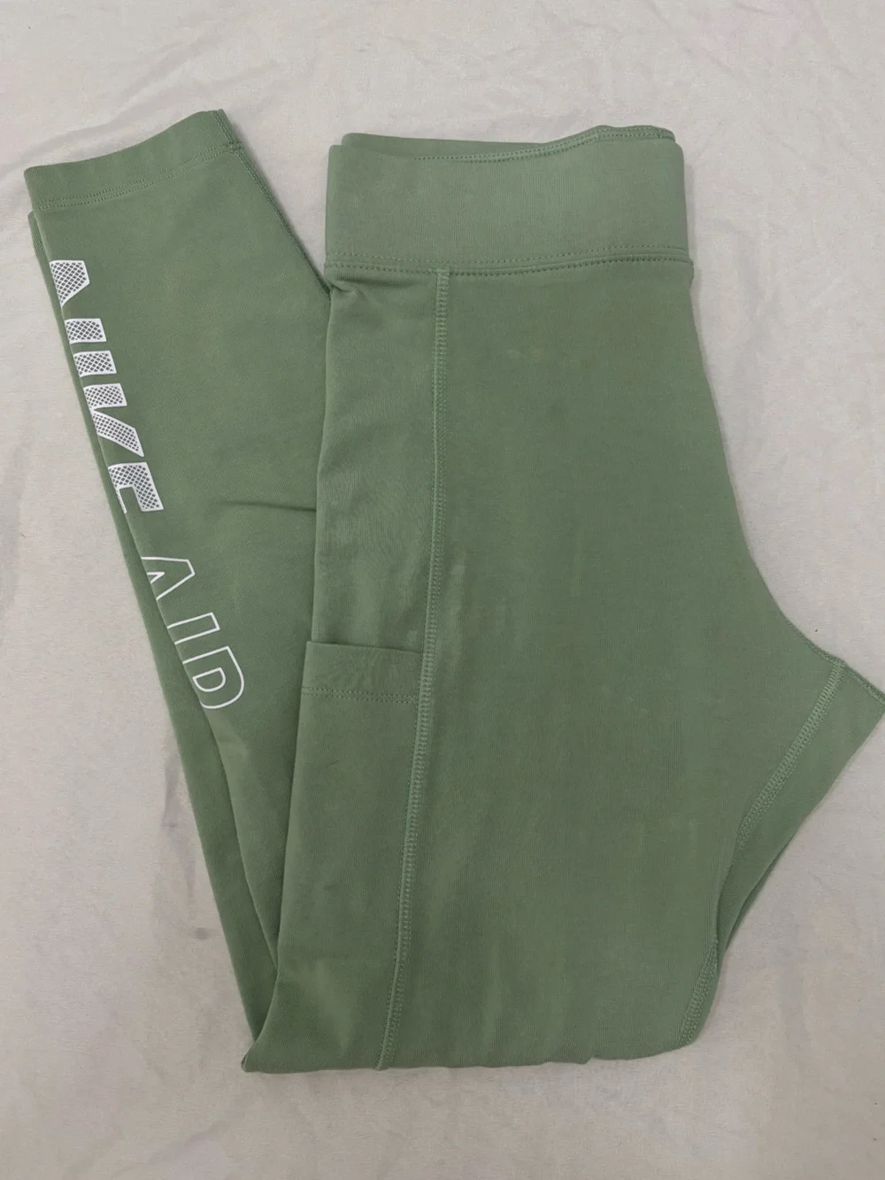 Nike Olive Green Leggings with White Side Logo